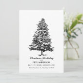 Eenvoudige zwart-witte kerstboom verjaardag kaart (Staand voorkant)