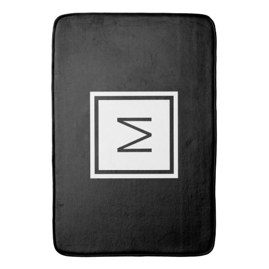 Eenvoudige zwart-witte monogrammen badmat (Voorkant Verticaal)