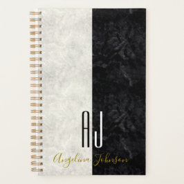 Eenvoudige zwart-witte monogrammen planner