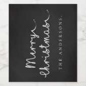 Eenvoudige zwart witte naam Minimalist Merry Chris Wijn Etiket (Enkel label)