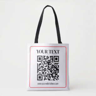 Eenvoudige zwart-witte QR-code met rode rand Draagtas