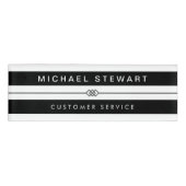 Eenvoudige zwart witte strepen Modern en uniek Naambadge (Voorkant)