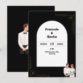 Eenvoudige zwart-witte uitnodiging (Voorkant / Achterkant)