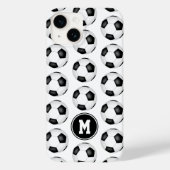 Eenvoudige zwart-witte voetballen monogram Case-Mate iPhone case (Achterkant)