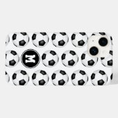 Eenvoudige zwart-witte voetballen monogram Case-Mate iPhone case (Achterkant (horizontaal))