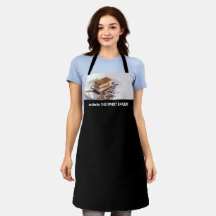 Eenvoudige zwarte aangepaste foto en naam schort