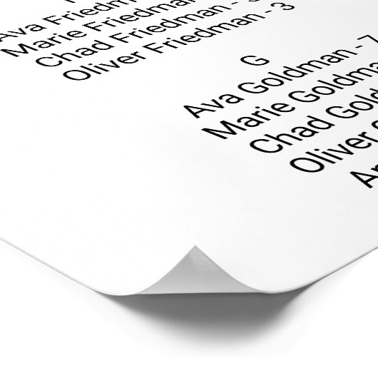 Eenvoudige zwarte alfabetische zetgrafiek poster (Hoek)