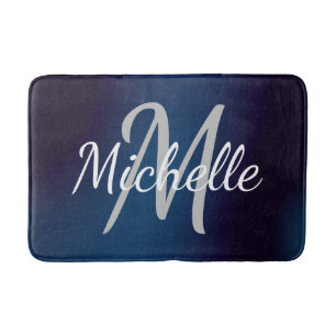 Eenvoudige zwarte blauwe Vette Typografie & Naam M Badmat