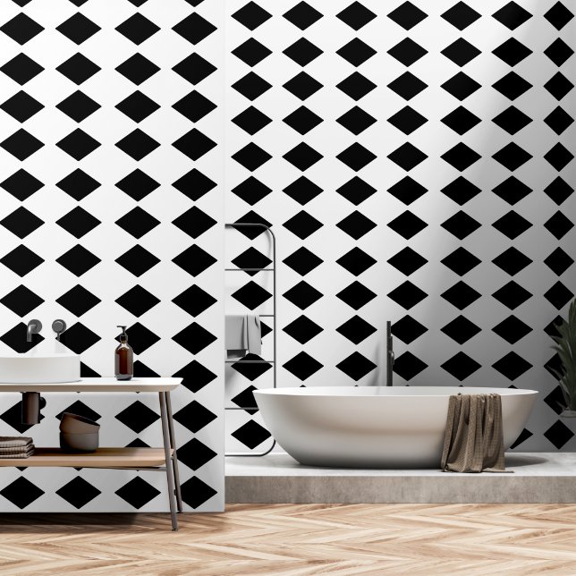 Eenvoudige zwarte blok witte achtergrond behang (Badkamer)