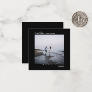 Eenvoudige zwarte bruiloft Bewaar de datum Foto Mi Notitiekaartje