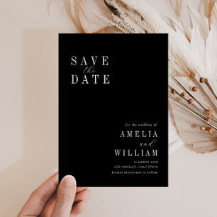 eenvoudige zwarte bruiloft Sla de datum op Save The Date