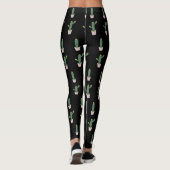 Eenvoudige zwarte Cactus Pot Plant Pattern-Legging Leggings (Achterkant)