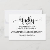 Eenvoudige Zwarte Calligrafie Trouwwebsite RSVP Ka (Achterkant)