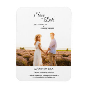 Eenvoudige Zwarte Calligraphy Frame Foto Save the Magneet