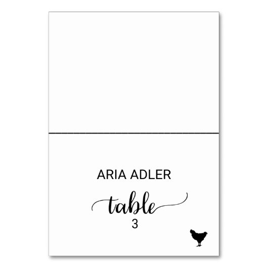 Eenvoudige zwarte Chicken Meal Option Place Card Kaart (Voorkant)