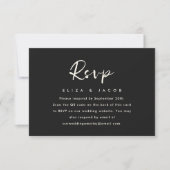 Eenvoudige zwarte crème bruiloft RSVP script QR Co Kaartje (Voorkant)