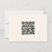 Eenvoudige zwarte crème bruiloft RSVP script QR Co Kaartje (Achterkant)