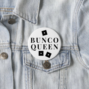 Eenvoudige Zwarte Dice Bunco Queen Ronde Button 7,6 Cm