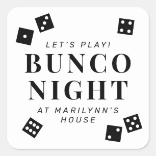 Eenvoudige zwarte dobbelstenen Bunco nacht geperso Vierkante Sticker