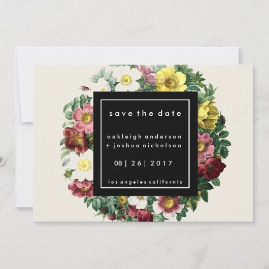 Eenvoudige zwarte doos |  aanjager Bespaar de datu Save The Date (Voorkant)