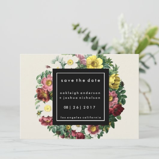 Eenvoudige zwarte doos |  aanjager Bespaar de datu Save The Date (Staand voorkant)
