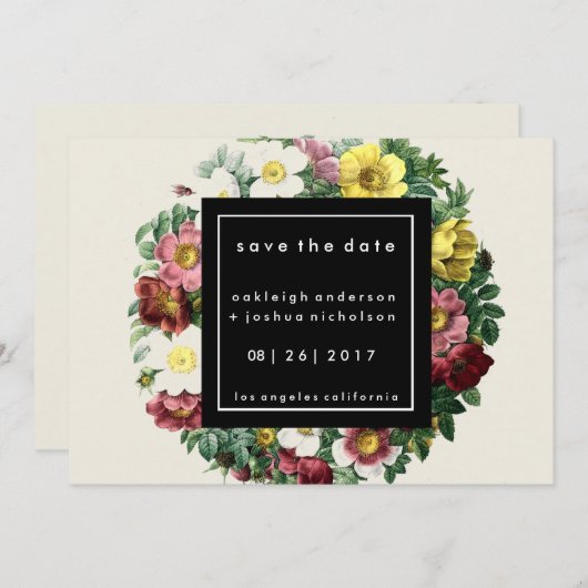 Eenvoudige zwarte doos |  aanjager Bespaar de datu Save The Date (Voorkant / Achterkant)