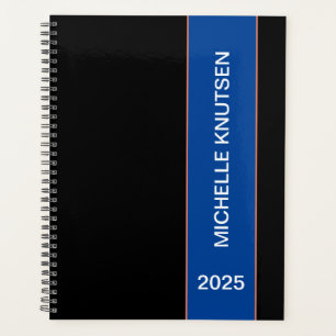 Eenvoudige zwarte en blauwe gepersonaliseerde plan planner