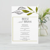 Eenvoudige Zwarte en Groene Natuur bruiloft Uitnod Kaart (Staand voorkant)