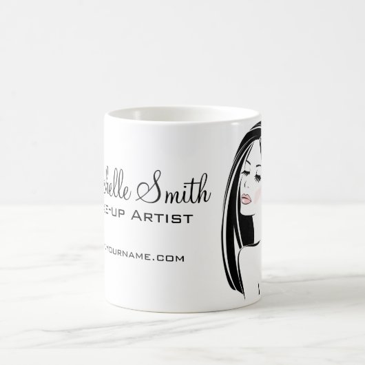 Eenvoudige Zwarte en Roze Vrouw Gezichtsbehandelin Koffiemok (Center)