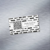 Eenvoudige zwarte en witte aangepaste QR-code Magnetisch Visitekaartje (Voorbeeld)