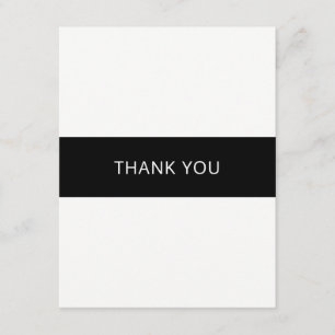 Eenvoudige zwarte en witte bedankkaart - plat