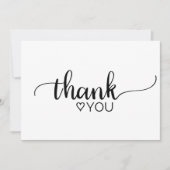 Eenvoudige Zwarte en Witte Calligrafie Dank je wel Kaart (Voorkant)