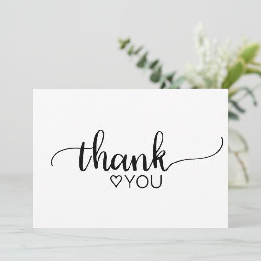 Eenvoudige Zwarte en Witte Calligrafie Dank je wel Kaart (Staand voorkant)