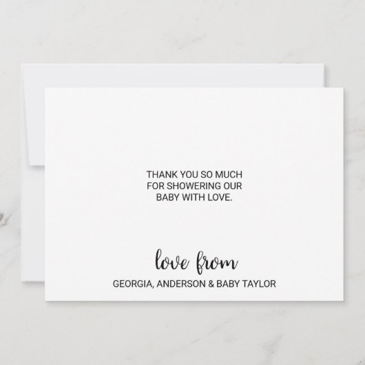 Eenvoudige Zwarte en Witte Calligrafie Dank je wel Kaart (Achterkant)