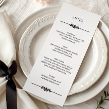 Eenvoudige Zwarte en Witte Elegante Trouw | Menu