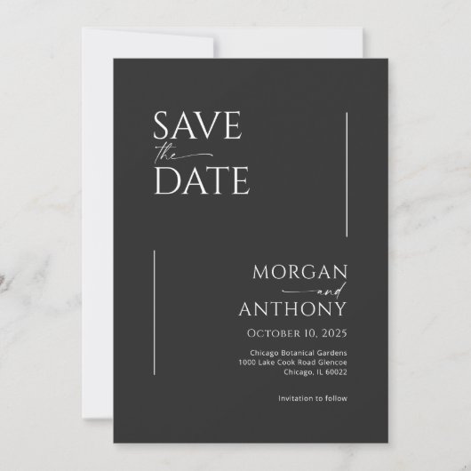 Eenvoudige zwarte en witte foto opslaan Datum Save The Date (Voorkant)