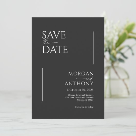 Eenvoudige zwarte en witte foto opslaan Datum Save The Date (Staand voorkant)