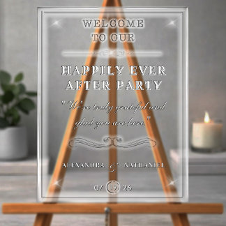 Eenvoudige Zwarte en Witte Gelukkig Eindigend Huwe Acryl Bord