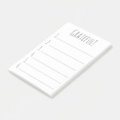 Eenvoudige zwarte en witte Grateful Gratitude-lijs Post-it® Notes (Schuin)