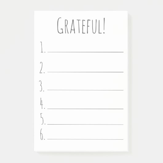 Eenvoudige zwarte en witte Grateful Gratitude-lijs Post-it® Notes (Voorkant)