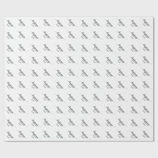 Eenvoudige zwarte en witte kalligrafie voor Kerstm Cadeaupapier (Vlak)