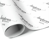 Eenvoudige zwarte en witte kalligrafie voor Kerstm Cadeaupapier (Rol Hoek)