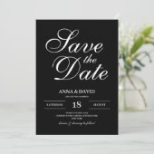 Eenvoudige zwarte en witte legant sparen de Datum Kaart (Staand voorkant)