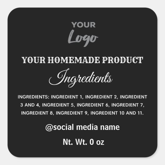 Eenvoudige zwarte en witte logo vierkante sticker (Voorkant)