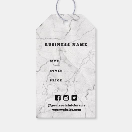 Eenvoudige zwarte en witte marmer Labels om de pri Cadeaulabel (Achterkant)