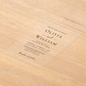 Eenvoudige Zwarte En Witte Minimalistische Trouwda Acryl Uitnodigingen (Laagn)