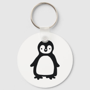Eenvoudige zwarte en witte pinguïn sleutelhanger