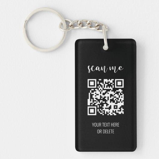 Eenvoudige zwarte en witte QR-code Sleutelhanger (Voorkant)