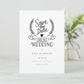 Eenvoudige Zwarte en Witte Script Save the Date (Staand voorkant)