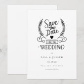 Eenvoudige Zwarte en Witte Script Save the Date (Voorkant / Achterkant)